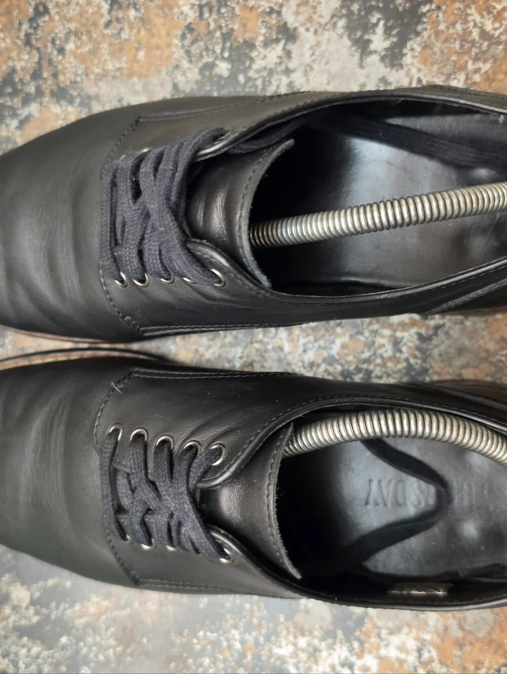 Mens Thursday Oxford Shoes Sz 9 Used Black Leather Rubber Sole